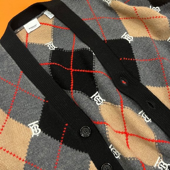 BURBERRY ACKERMAN ARGYLE CARDIGAN (only) in CAMEL - Picture 5 of 7